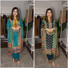 Premium Malai Satin Digital Print Kurti Pant Set with Georgette Dupatta | Designer Ethnic Suit for Women
