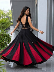 Modern Black Cotton Navratri Lehenga Choli with Designer Charm Blouse