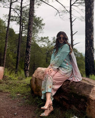 Sky Blue Premium Maslin Cotton Kurti Pant Set with Dupatta | Designer Digital Print Ethnic Suit for Women