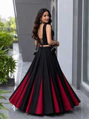 Modern Black Cotton Navratri Lehenga Choli with Designer Charm Blouse