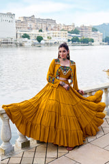 Premium Rayon Navratri Lehenga Choli Set with Traditional Gamthi Work Jacket