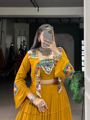 Pure Rayon Navratri Lehenga Choli with Gamthi Mirror Work Jacket (4 Colors)