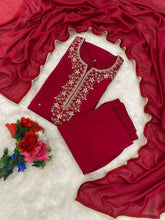 Premium Roman Silk Embroidered Suit Set with Chanderi Silk Dupatta | Designer Ethnic Wear for Women