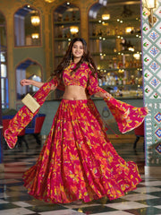 RoopRangi Women's Premium Floral Printed Marble Lehenga Choli Set with Dupatta