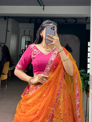 RoopRangi Women's Premium Jacquard Silk Festive Lehenga Choli Set