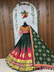 Rooprangi Women's Premium Muslin Cotton Printed Lehenga Choli Set with Mirror Work & Gota Patti Dupatta | Festive & Navratri Collection