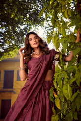 Designer Chettinad Cotton Lehenga Choli Set with Zari Weaving | 4 Meter Flared Traditional Festive Lehenga for Women