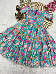 Premium Muslin Cotton 3-Layer Printed Dress