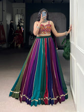 Multicolor Pure Cotton Navratri Lehenga Choli with Mirror Work & Kutchi Lace