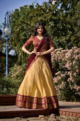 Kanchipuram Silk Lehenga Choli Set with Zari Weaving & Georgette Dupatta | Designer Festive Lehenga for Women