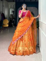 RoopRangi Women's Premium Jacquard Silk Festive Lehenga Choli Set