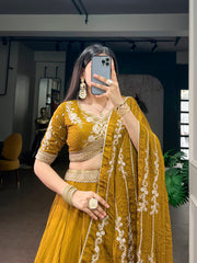 Rooprangi Women's Rangoli Crush Embroidered Lehenga Set with Dupatta | 4 Colors