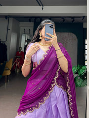 Premium Cotton Silk Lehenga Choli Set with Zari Weaving & Embroidered Georgette Dupatta | Designer Wedding & Festive Lehenga for Women