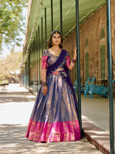 Purple Kanjivaram Lehenga Choli Set with Zari Weaving & Sequins Embroidered Dupatta | Designer Wedding & Festive Lehenga for Women