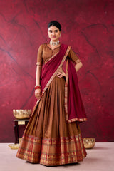 Narayan Pet Cotton Lehenga Choli Set with Zari Weaving & Matching Dupatta | Designer Traditional Festive Lehenga for Women
