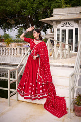 Premium Pure Chanderi Bandhej Print Lehenga Choli with Dupatta – Festive Designer Collection