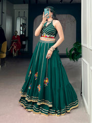 Pure Rayon Navratri Lehenga Choli Set with Gamthi Work, Mirror & Shell Detailing