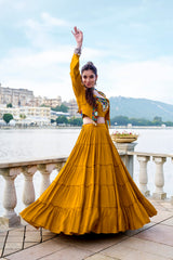 Premium Rayon Navratri Lehenga Choli Set with Traditional Gamthi Work Jacket