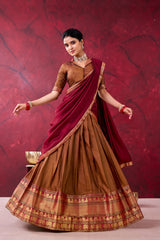 Narayan Pet Cotton Lehenga Choli Set with Zari Weaving & Matching Dupatta | Designer Traditional Festive Lehenga for Women
