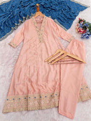 Premium Vichitra Silk Embroidered Anarkali Suit Set with Designer Dupatta | Festive Ethnic Wear for Women
