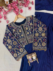 Chinon Silk Ready-to-Wear Lehenga Saree Set with Embroidered Jacket | Designer Festive Ethnic Wear for Women