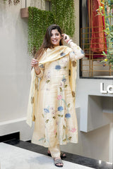 Premium Chanderi Cotton Embroidered Suit Set