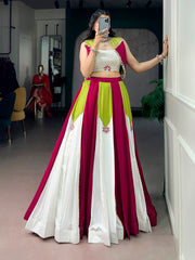 Premium Pure Rayon Navratri Lehenga Choli Set with Designer Koti, Gota Patti & Pearl Detailing