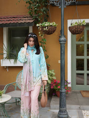 Sky Blue Premium Maslin Cotton Kurti Pant Set with Dupatta | Designer Digital Print Ethnic Suit for Women