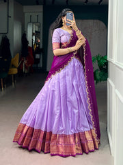 Premium Cotton Silk Lehenga Choli Set with Zari Weaving & Embroidered Georgette Dupatta | Designer Wedding & Festive Lehenga for Women