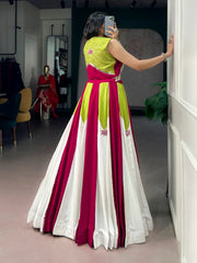 Premium Pure Rayon Navratri Lehenga Choli Set with Designer Koti, Gota Patti & Pearl Detailing