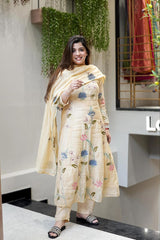 Premium Chanderi Cotton Embroidered Suit Set
