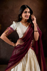 Poly Cotton Zari Weaving Lehenga Choli with Georgette Dupatta | Traditional Designer Lehenga Set for Women