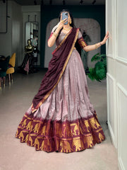 Poly Cotton Chex Lehenga Choli with Georgette Dupatta | Zari Weaving Traditional Designer Lehenga Set for Women