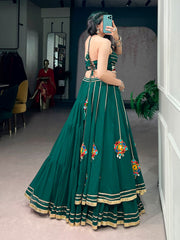 Pure Rayon Navratri Lehenga Choli Set with Gamthi Work, Mirror & Shell Detailing