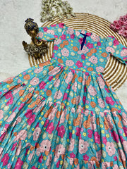 Premium Muslin Cotton 3-Layer Printed Dress