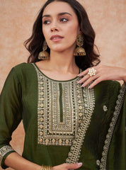 Vichhitra Silk Embroidered Suit Set with Embroidered Dupatta | Designer Ethnic Wear for Women