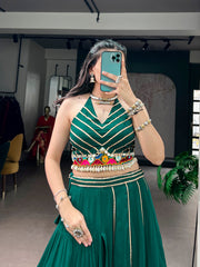Pure Rayon Navratri Lehenga Choli Set with Gamthi Work, Mirror & Shell Detailing