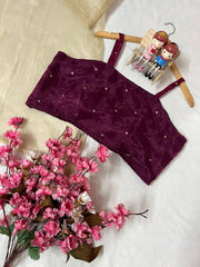 Organza Co-Ord Set with Embroidered Sheer Kurti, Blouse & Pant (3 Colors)
