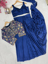 Chinon Silk Ready-to-Wear Lehenga Saree Set with Embroidered Jacket | Designer Festive Ethnic Wear for Women