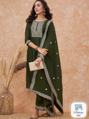 Vichhitra Silk Embroidered Suit Set with Embroidered Dupatta | Designer Ethnic Wear for Women