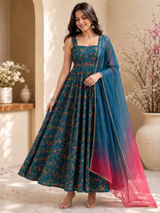 RoopRangi Designer Jimmy Organza Silk Anarkali Gown with Printed Organza Dupatta
