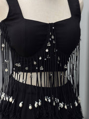 Modern Black Cotton Navratri Lehenga Choli with Designer Charm Blouse
