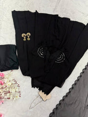 Classic Black Georgette Anarkali Suit Set with Real Mirror Work Dupatta