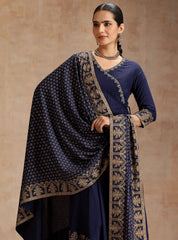 Rooprangi Women's Heavy Rayon Embroidered Anarkali Kurta Pant Set with Foil Print Dupatta