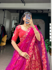 RoopRangi Women's Premium Jacquard Silk Festive Lehenga Choli Set