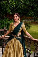 Traditional Poly Cotton Lehenga with Zari Weaving & Embroidered Georgette Dupatta | Festive & Wedding Wear Lehenga for Women