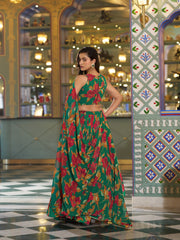 RoopRangi Women's Premium Floral Printed Marble Lehenga Choli Set with Dupatta