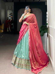 Premium Dupion Silk Zari Woven Lehenga Choli with Zari Shimmer Dupatta | Designer Traditional Wedding & Festive Lehenga for Women