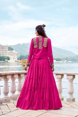 Premium Rayon Navratri Lehenga Choli Set with Traditional Gamthi Work Jacket