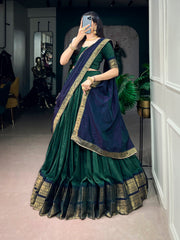 RoopRangi Women's Premium Poly Cotton Zari Woven Lehenga Set with Dupatta